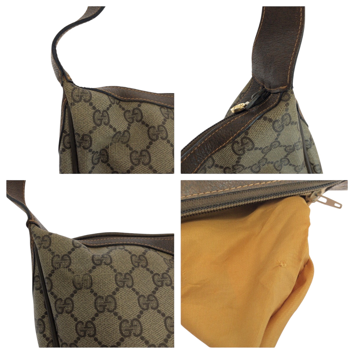GUCCI Shoulder Bag 68 001 3840 GG Supreme Canvas Beige Brown SilverMetal Shoulder Bag pochette Old Gucci Shelly Line Women Used Authentic