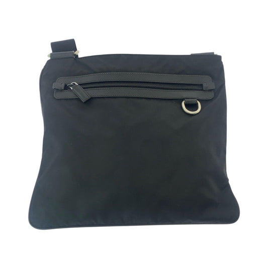PRADA Shoulder Bag Nylon Black SilverMetal Shoulder Bag pochette Test Triangle With logo mens Used Authentic