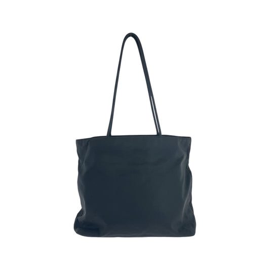 PRADA Tote Bag Nylon Black SilverMetal Tote Bag Shoulder Bag Test Triangle With logo Women Used Authentic