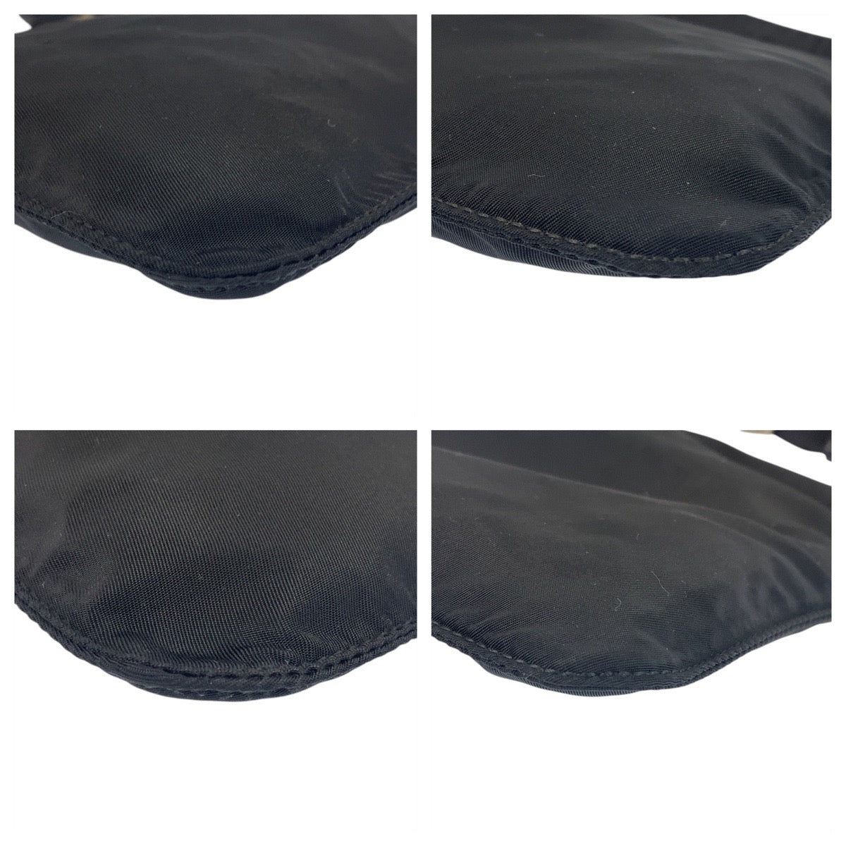 PRADA Shoulder Bag Nylon Black SilverMetal Shoulder Bag pochette Test Triangle With logo Women Used Authentic