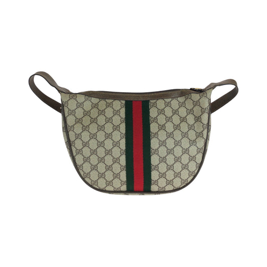GUCCI Shoulder Bag 10 02 008 GG Supreme Canvas Beige Brown Brown Metal Shoulder Bag Shoulder Bag Sherry Line Old Gucci Women Used Authentic
