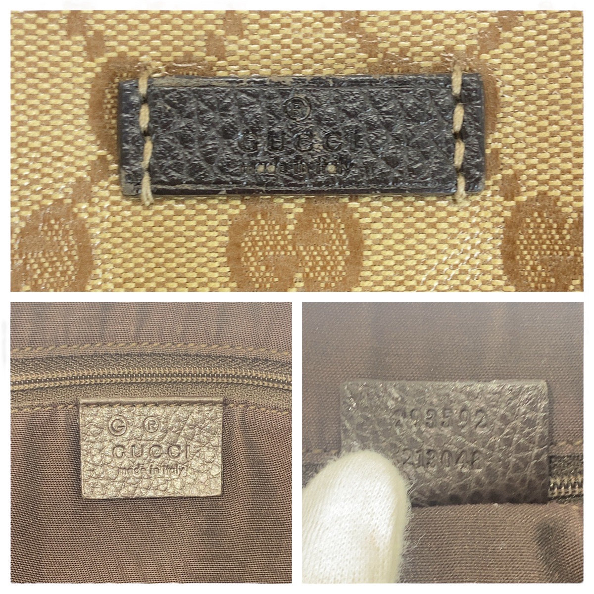 GUCCI Tote Bag 293592 PVC, Leather Beige Brown Gold Metal Tote Bag Shoulder Bag Sherry line GG crystal Women Used Authentic