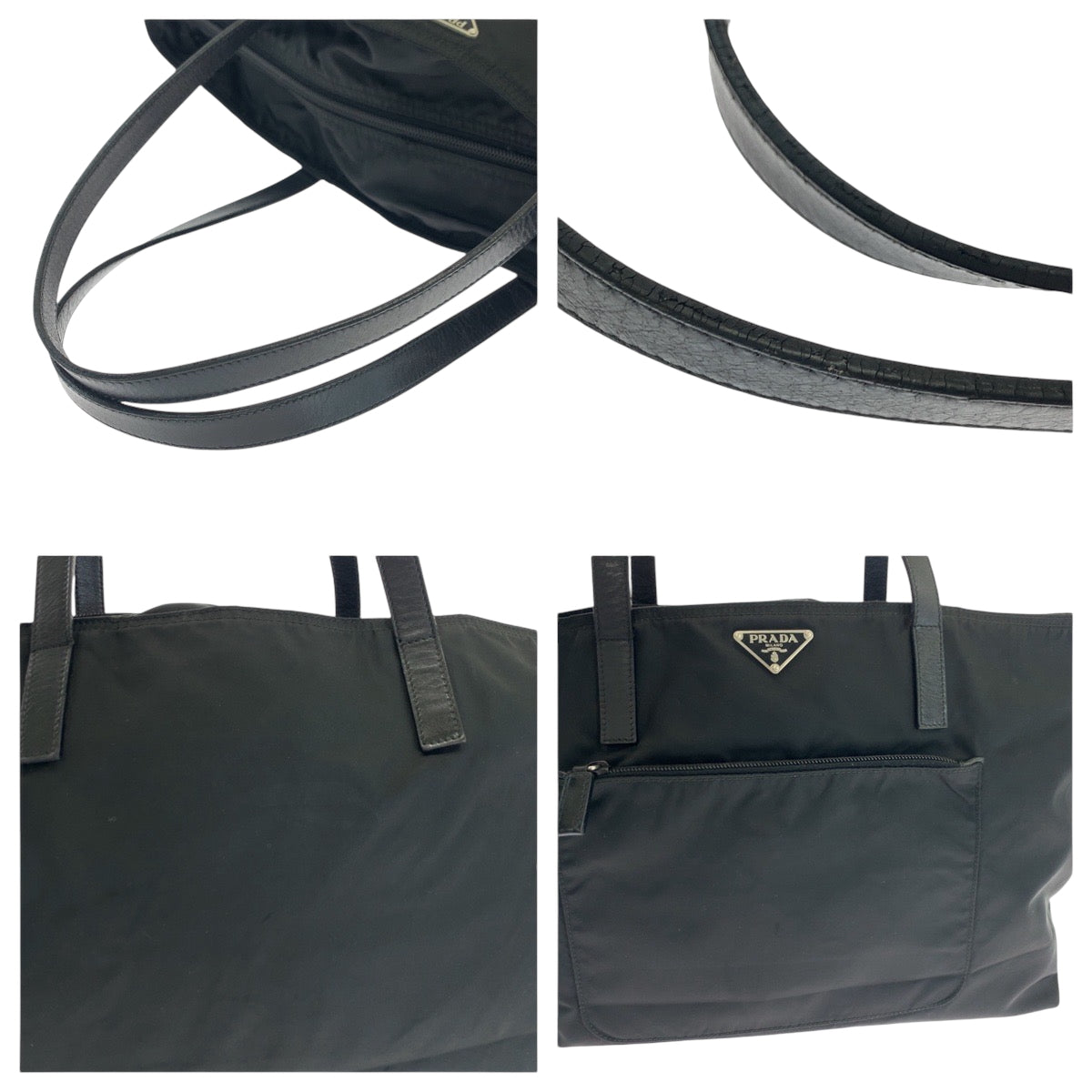 PRADA Tote Bag 1BG052 Nylon black Test Triangle With logo