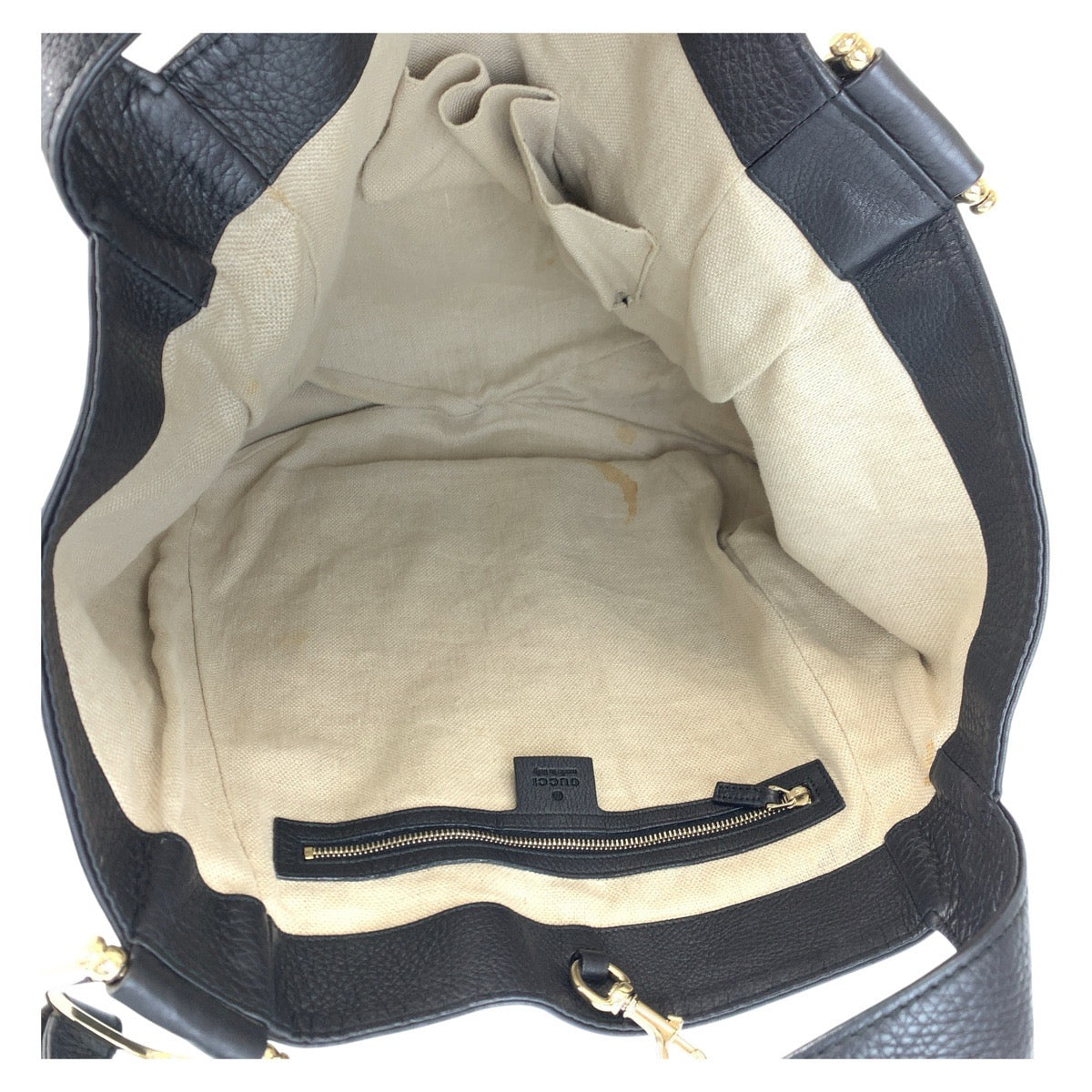 GUCCI Tote Bag 257051 leather Black GoldMetal Tote Bag Shoulder Bag Women(Unisex) Used Authentic