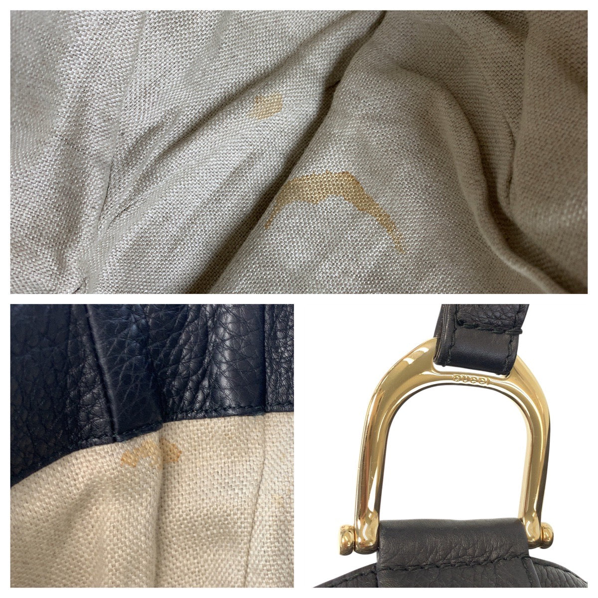 GUCCI Tote Bag 257051 leather Black GoldMetal Tote Bag Shoulder Bag Women(Unisex) Used Authentic