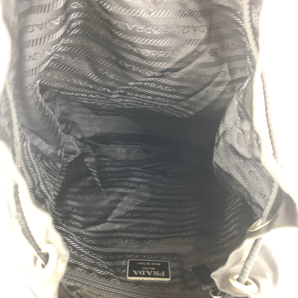 PRADA Backpack Nylon Black SilverMetal Backpack Backpack Test Triangle With logo Women Used Authentic