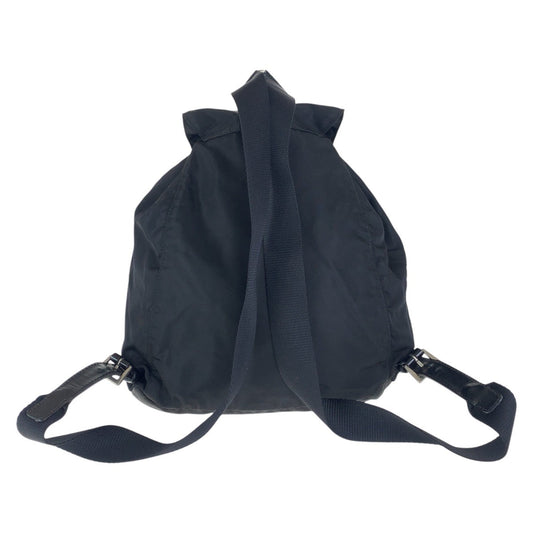 PRADA Backpack Nylon Black SilverMetal Backpack Backpack Test Triangle With logo Women Used Authentic