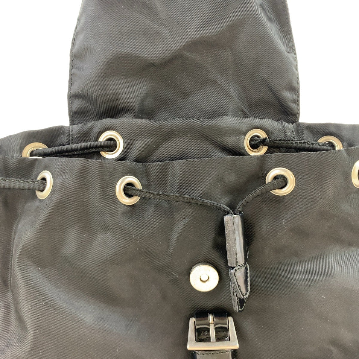 PRADA Backpack Nylon Black SilverMetal Backpack Backpack Test Triangle With logo Women Used Authentic