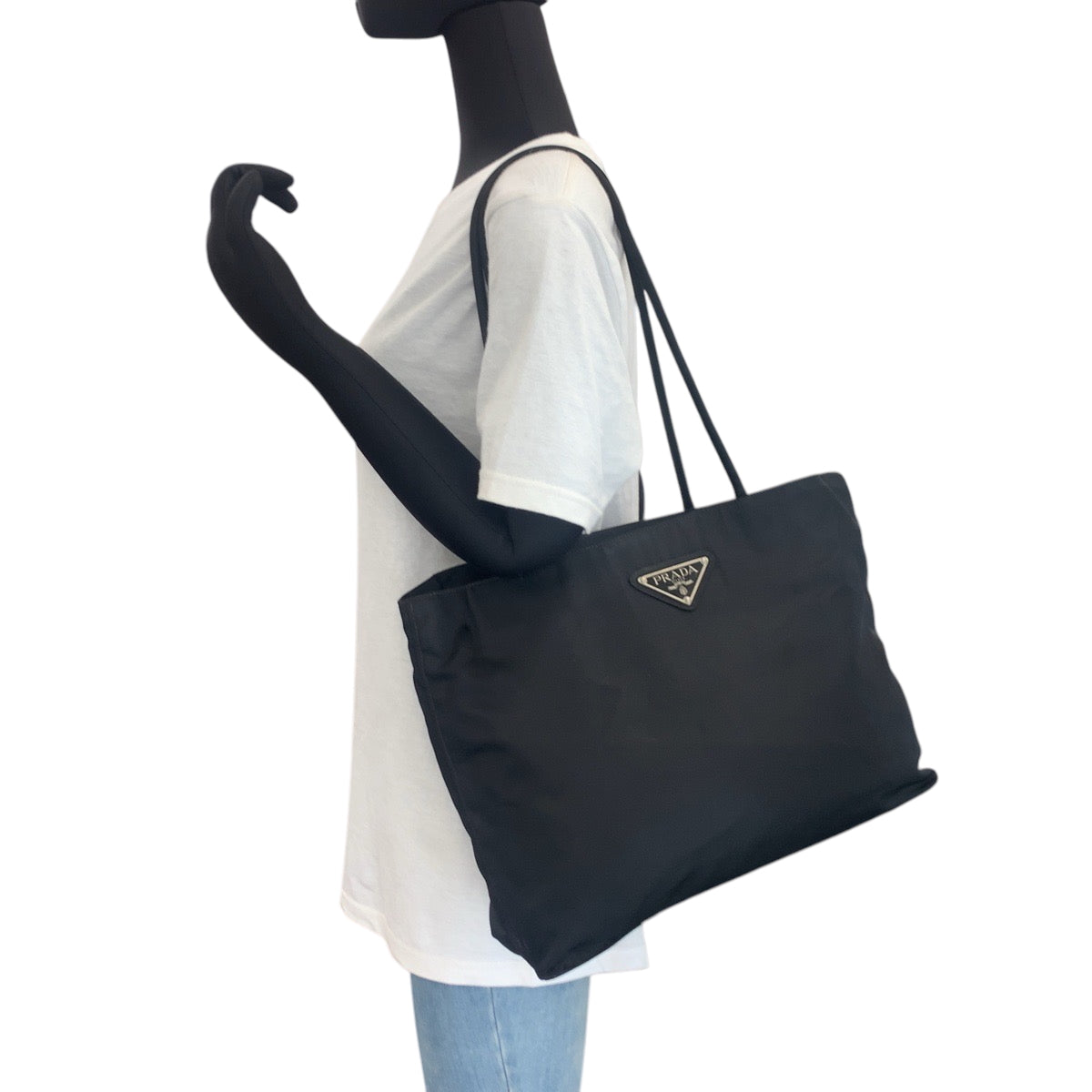PRADA Tote Bag Nylon black Test Triangle With logo