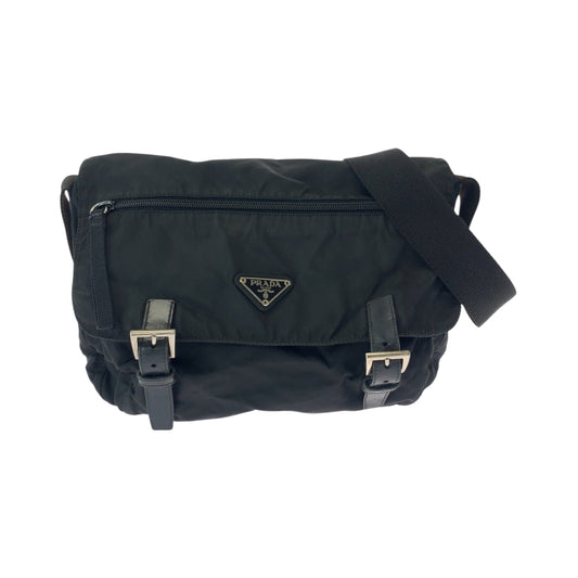 PRADA Shoulder Bag 1BD671 Nylon Black SilverMetal Shoulder Bag Messenger bag Test Triangle With logo mens Used Authentic