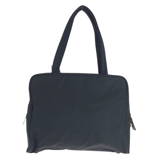 PRADA Tote Bag Nylon Black GoldMetal Tote Bag Shoulder Bag Test Triangle With logo Women Used Authentic