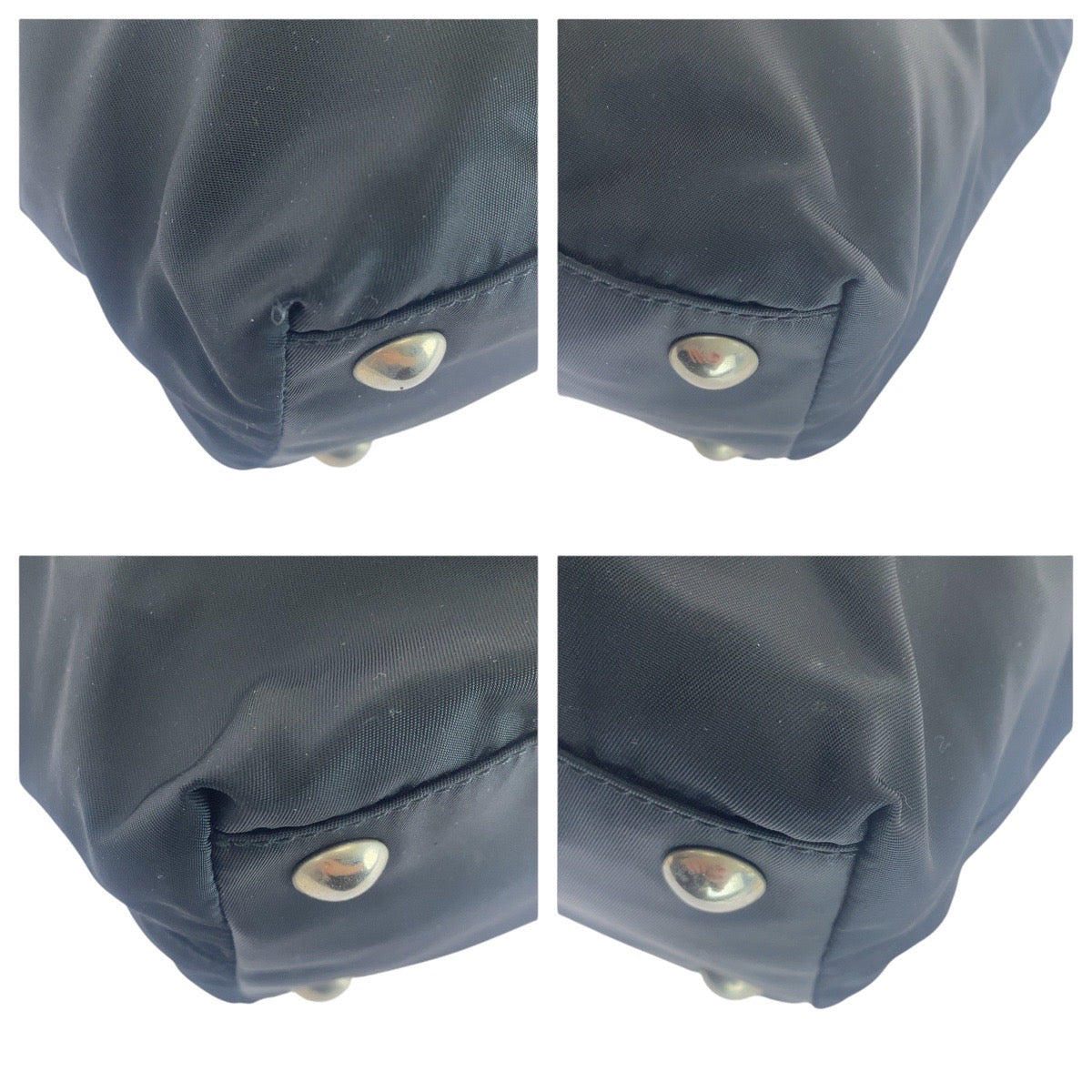 PRADA Tote Bag Nylon, Leather Black SilverMetal Tote Bag Shoulder Bag Test Triangle With logo Women Used Authentic