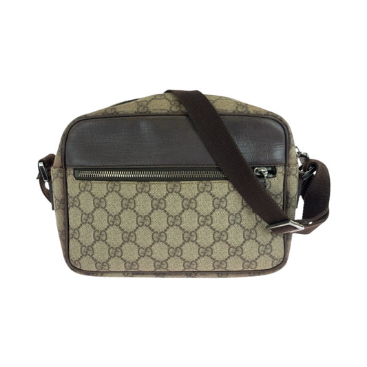 GUCCI Shoulder Bag 114291 GG Supreme Canvas Beige Brown SilverMetal Shoulder Bag pochette Women Used Authentic