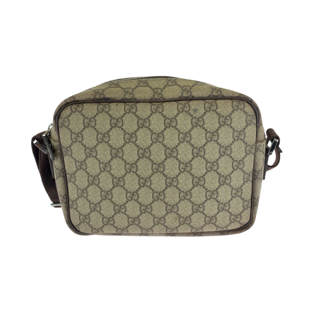 GUCCI Shoulder Bag 114291 GG Supreme Canvas Beige Brown SilverMetal Shoulder Bag pochette Women Used Authentic