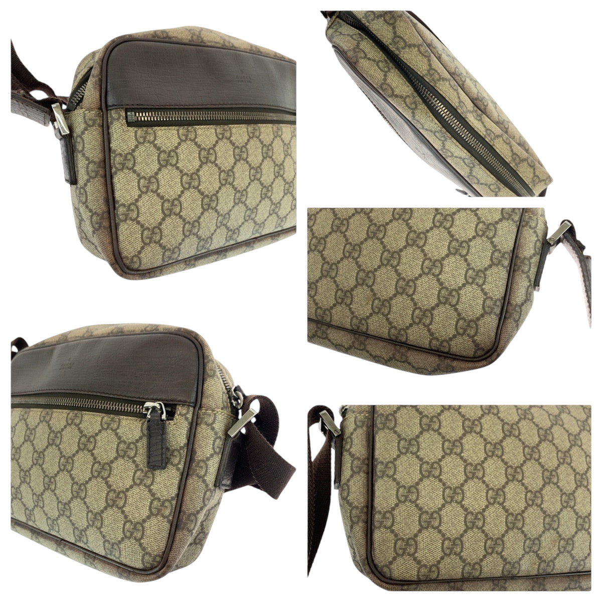 GUCCI Shoulder Bag 114291 GG Supreme Canvas Beige Brown SilverMetal Shoulder Bag pochette Women Used Authentic