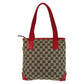 GUCCI Tote Bag 019 0402 GG canvas, leather Red beige Tote Bag Shoulder Bag Women Used Authentic