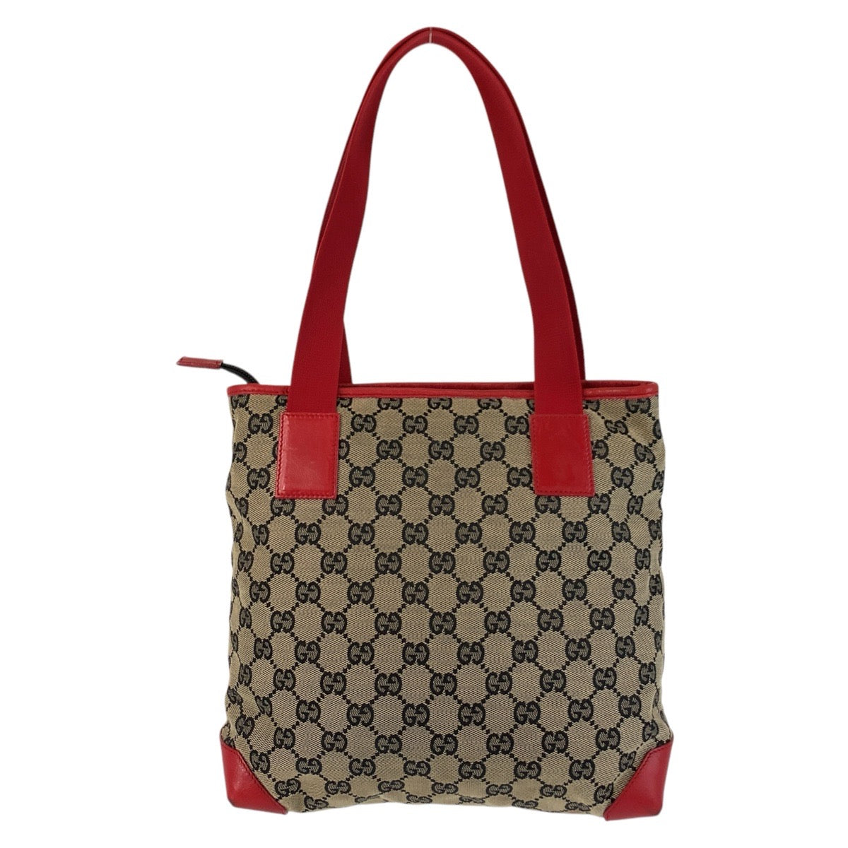 GUCCI Tote Bag 019 0402 GG canvas, leather Red beige Tote Bag Shoulder Bag Women Used Authentic