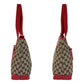 GUCCI Tote Bag 019 0402 GG canvas, leather Red beige Tote Bag Shoulder Bag Women Used Authentic