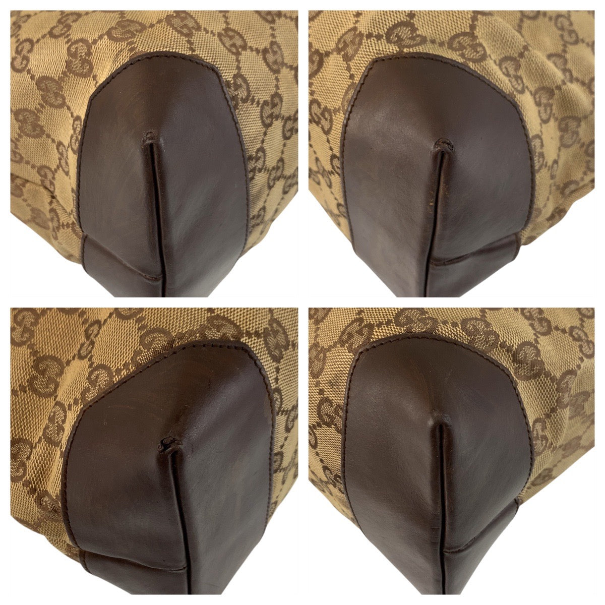 GUCCI Tote Bag 019 0426 GG canvas, leather Brown beige Tote Bag Shoulder Bag Women(Unisex) Used Authentic