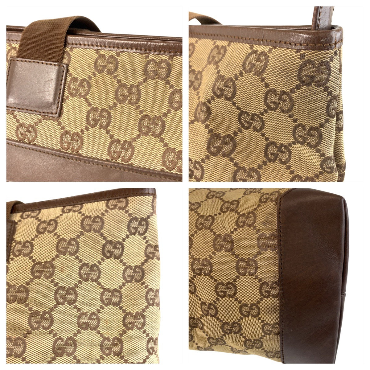 GUCCI Tote Bag 019 0426 GG canvas, leather Brown beige Tote Bag Shoulder Bag Women(Unisex) Used Authentic