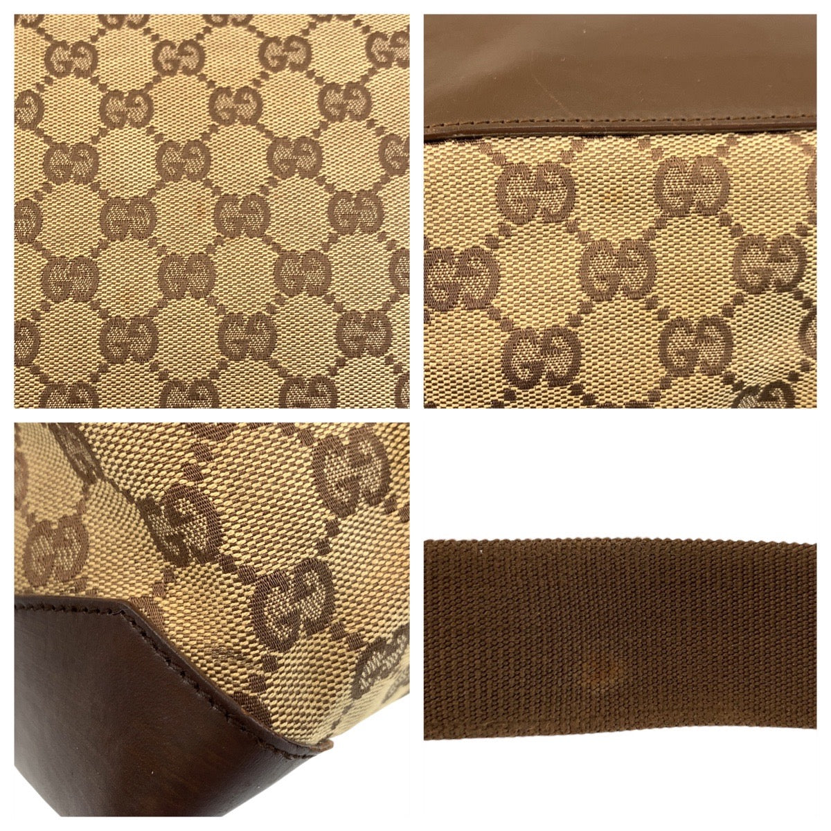 GUCCI Tote Bag 019 0426 GG canvas, leather Brown beige Tote Bag Shoulder Bag Women(Unisex) Used Authentic
