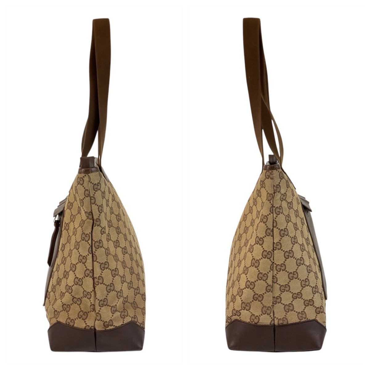 GUCCI Tote Bag 019 0426 GG canvas, leather Brown beige Tote Bag Shoulder Bag Women(Unisex) Used Authentic