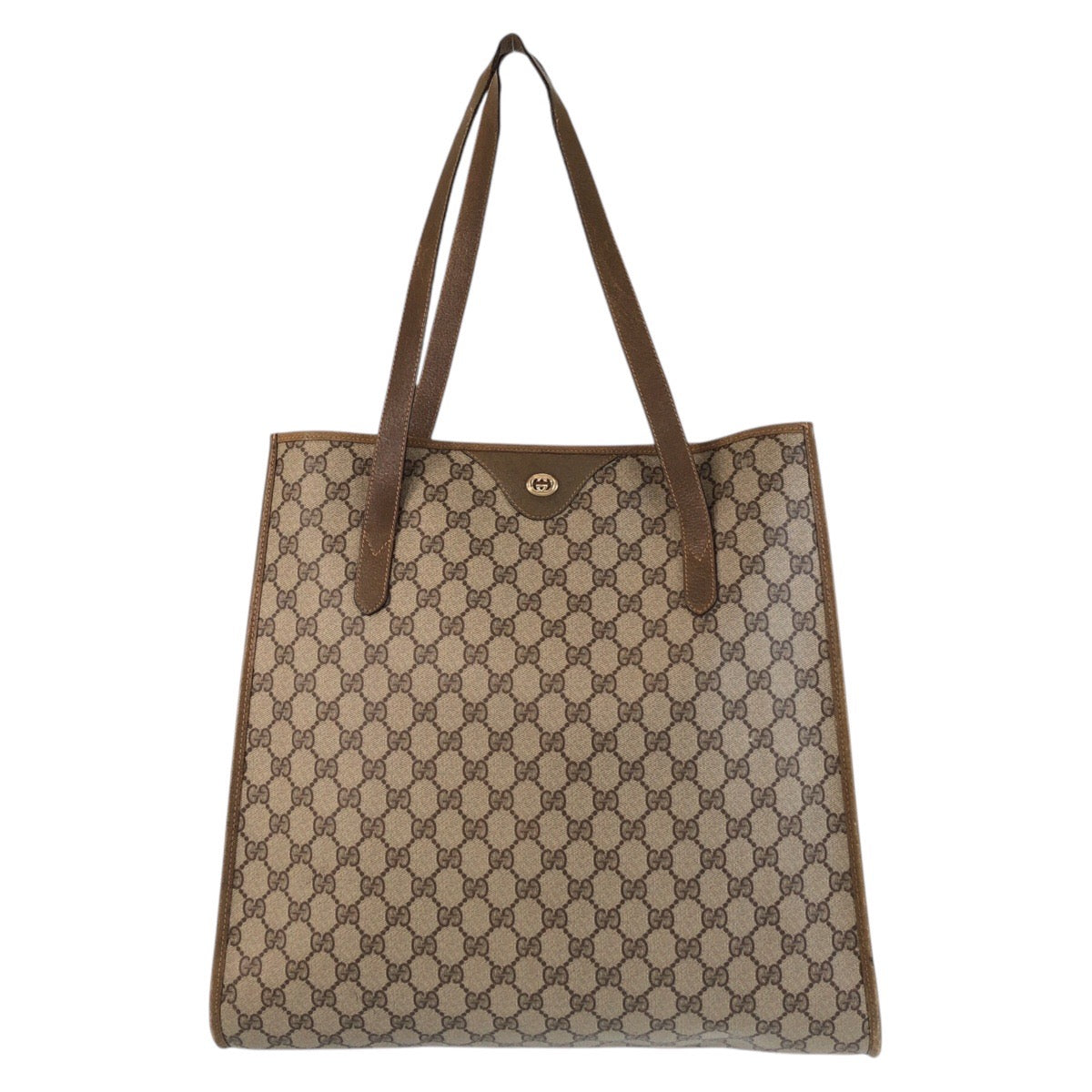GUCCI Tote Bag 92 02 998 GG Supreme canvas, leather Beige Gold Metal Tote Bag Shoulder Bag Old Gucci Women(Unisex) Used Authentic