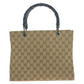 GUCCI Tote Bag 002 1016 GG canvas Beige Black SilverMetal Tote Bag handbag Bamboo Women Used Authentic