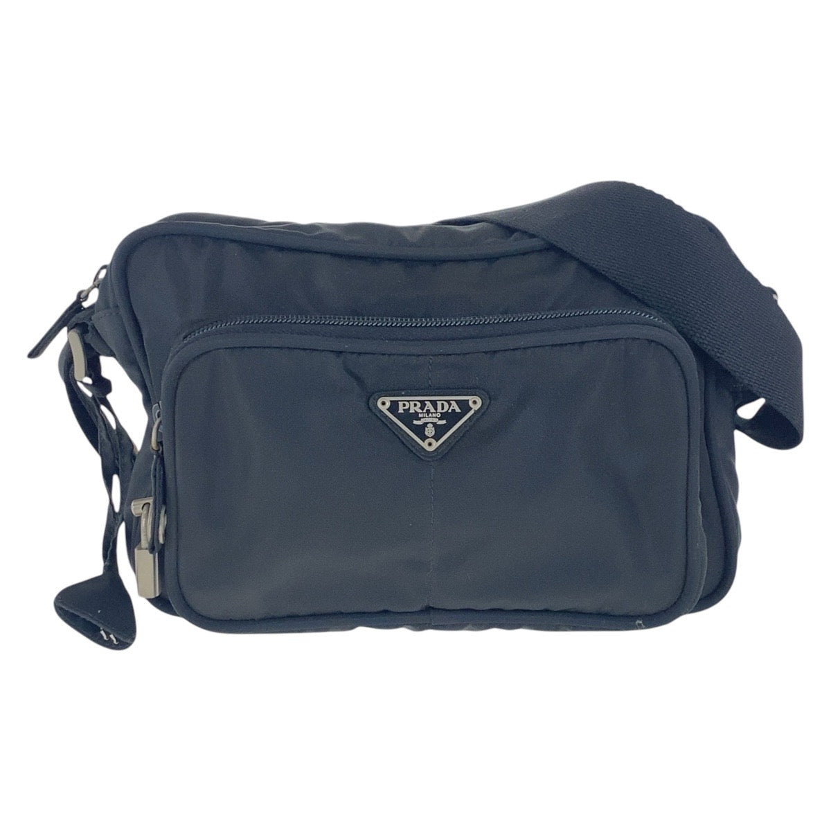 PRADA Shoulder Bag B7558 Nylon Black SilverMetal Crossbody Shoulder Bag Unisex Test Triangle With logo Women(Unisex) Used Authentic