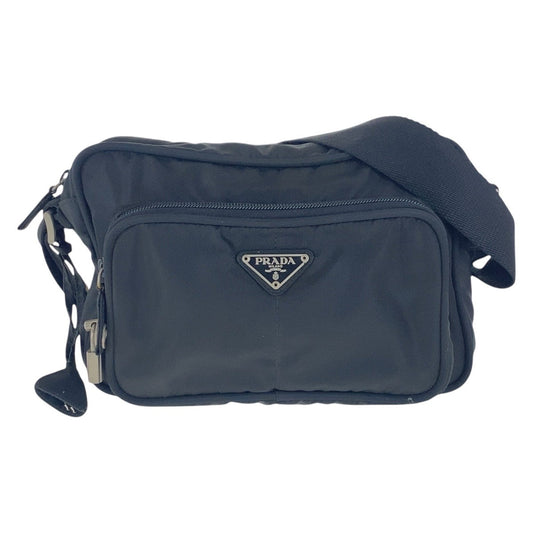 PRADA Shoulder Bag B7558 Nylon Black SilverMetal Crossbody Shoulder Bag Unisex Test Triangle With logo Women(Unisex) Used Authentic