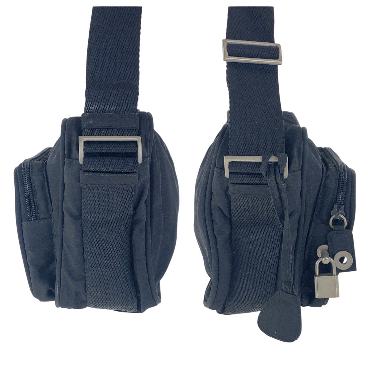 PRADA Shoulder Bag B7558 Nylon Black SilverMetal Crossbody Shoulder Bag Unisex Test Triangle With logo Women(Unisex) Used Authentic