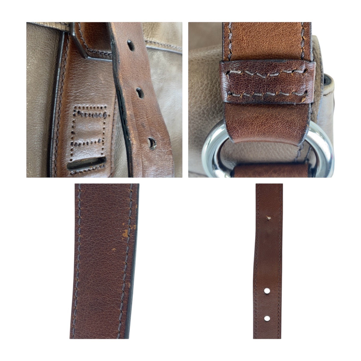 PRADA Shoulder Bag leather Brown Silver Metal Crossbody Shoulder Bag Unisex mens Used Authentic