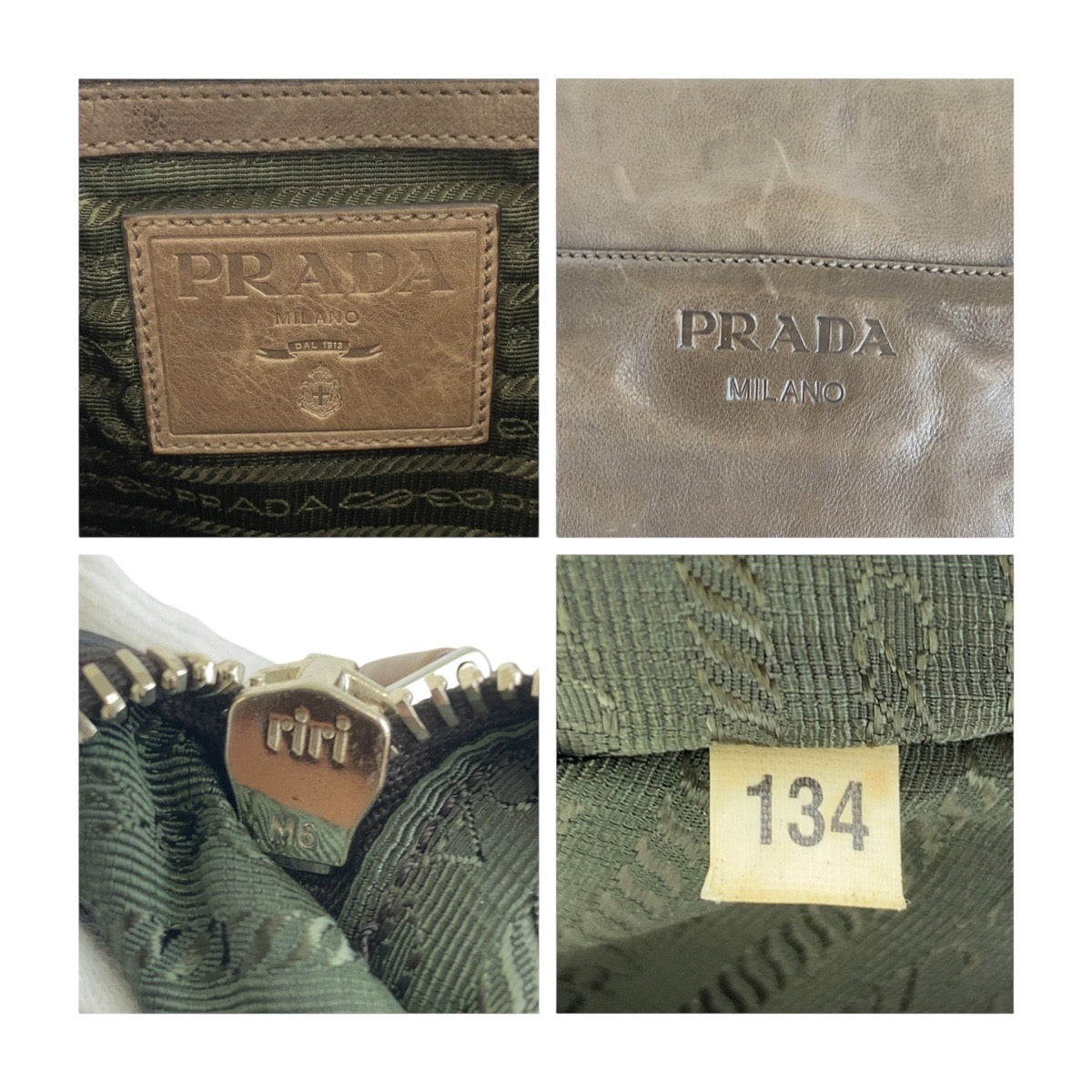 PRADA Shoulder Bag leather Brown Silver Metal Crossbody Shoulder Bag Unisex mens Used Authentic
