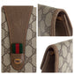 GUCCI Clutch bag 89 01 031 GG Supreme canvas, leather Beige Brown Gold Metal Clutch bag Sherry Line Old Gucci Women Used Authentic