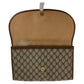 GUCCI Clutch bag 89 01 031 GG Supreme canvas, leather Beige Brown Gold Metal Clutch bag Sherry Line Old Gucci Women Used Authentic
