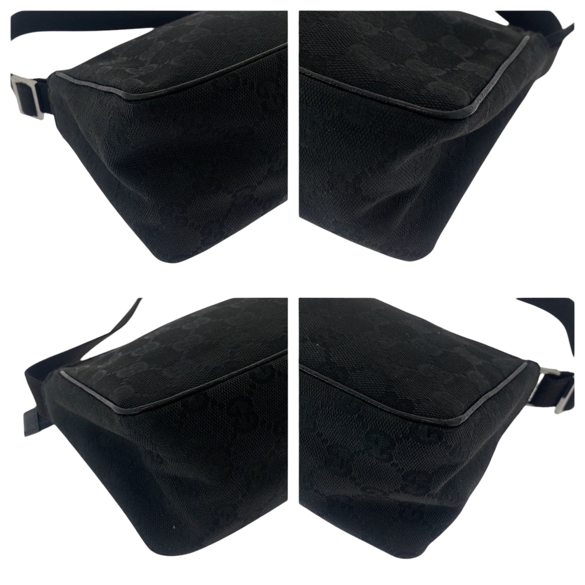 GUCCI Handbag 106644 GG canvas Black SilverMetal Handbag accessory pouch Women Used Authentic