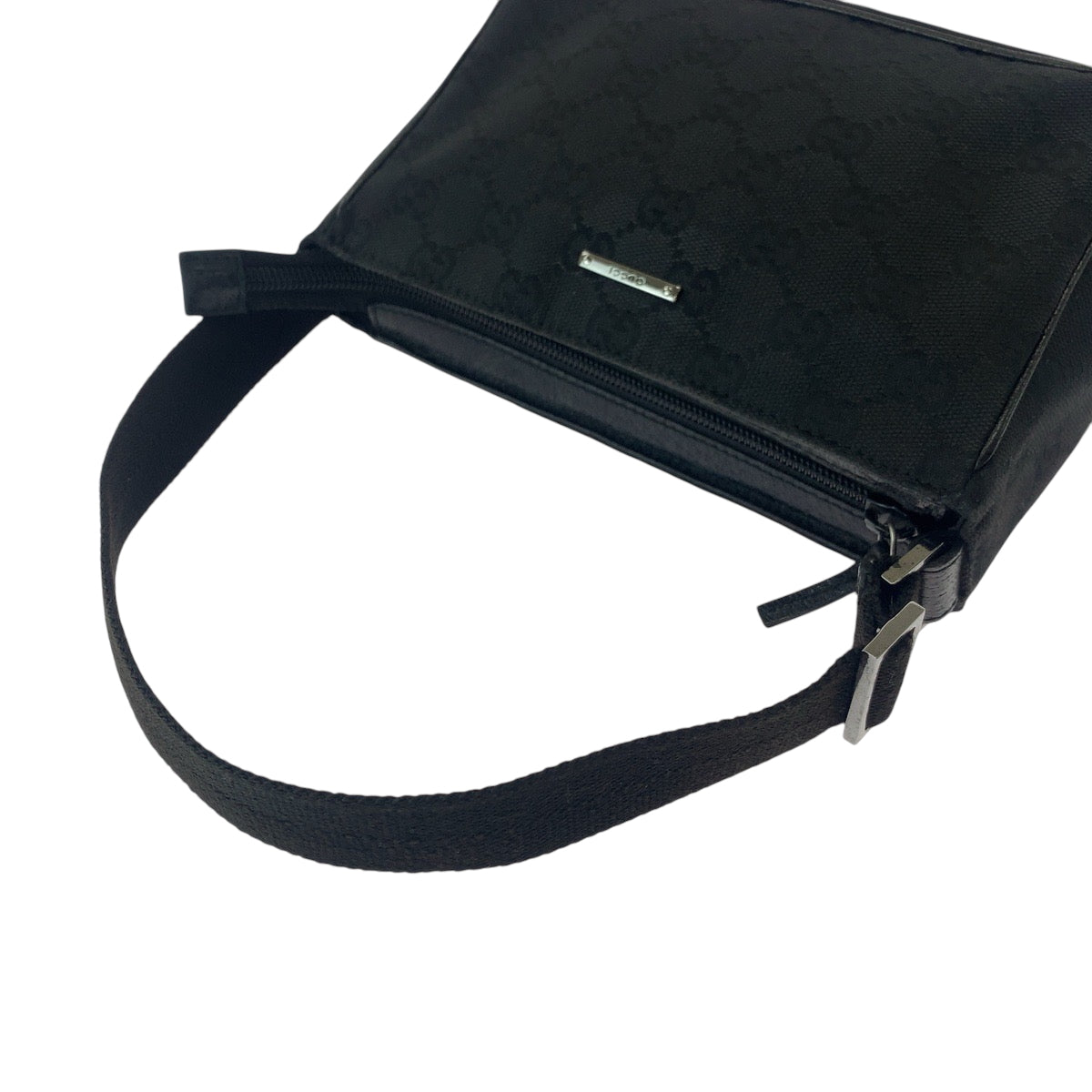 GUCCI Handbag 106644 GG canvas Black SilverMetal Handbag accessory pouch Women Used Authentic