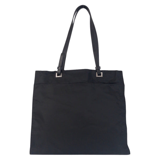 PRADA Tote Bag Nylon, Leather Black SilverMetal Tote Bag Shoulder Bag Test Triangle With logo Women(Unisex) Used Authentic