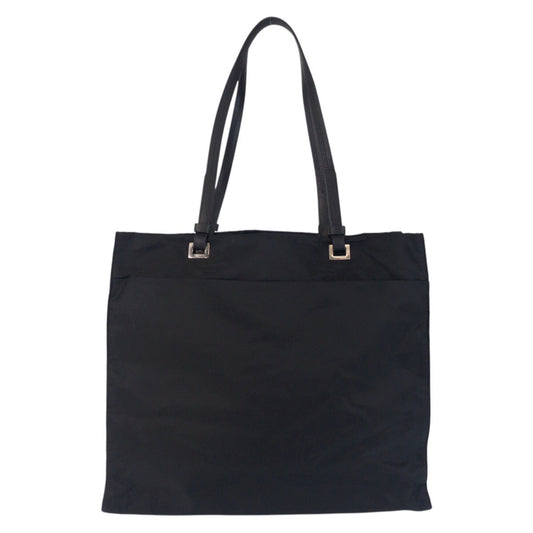 PRADA Tote Bag Nylon, Leather Black SilverMetal Tote Bag Shoulder Bag Test Triangle With logo Women(Unisex) Used Authentic
