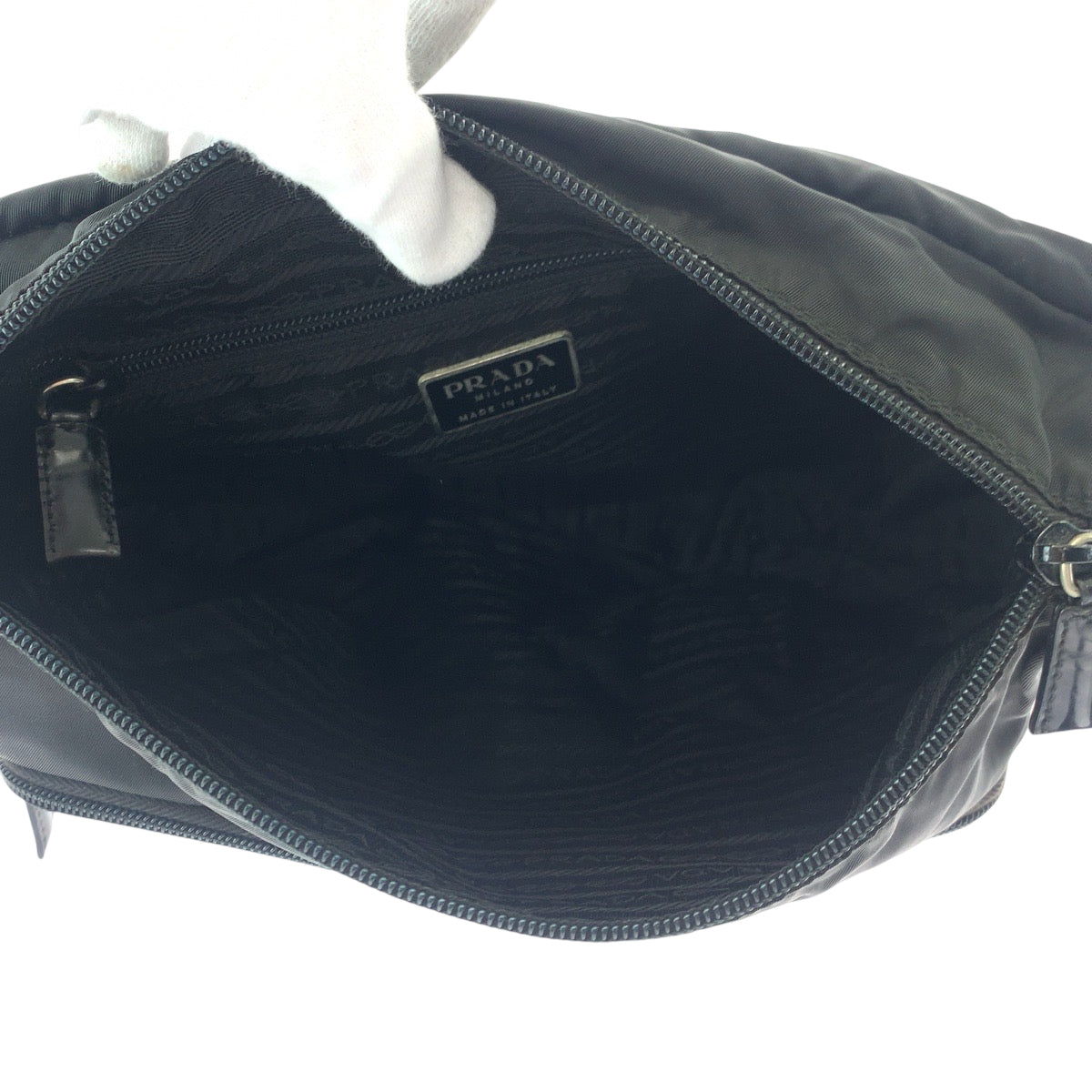 PRADA Shoulder Bag 1BD671 Nylon Black SilverMetal Shoulder Bag Messenger bag Test Triangle With logo mens Used Authentic