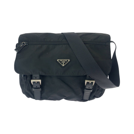 PRADA Shoulder Bag 1BD671 Nylon Black SilverMetal Shoulder Bag Messenger bag Test Triangle With logo mens Used Authentic