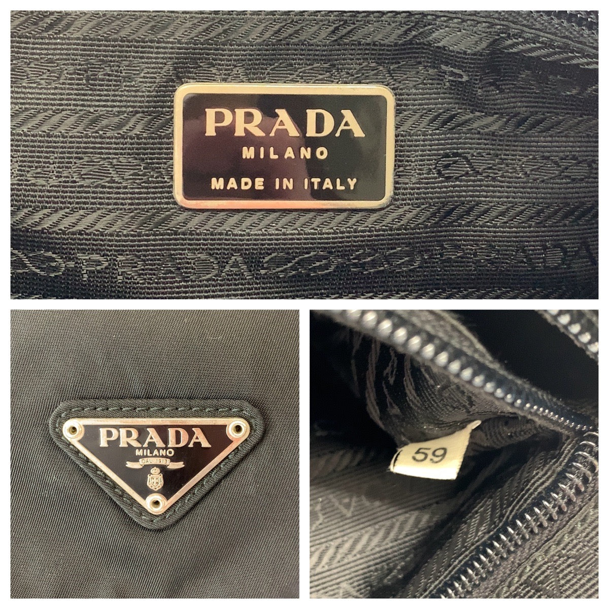 PRADA Shoulder Bag 1BD671 Nylon Black SilverMetal Shoulder Bag Messenger bag Test Triangle With logo mens Used Authentic
