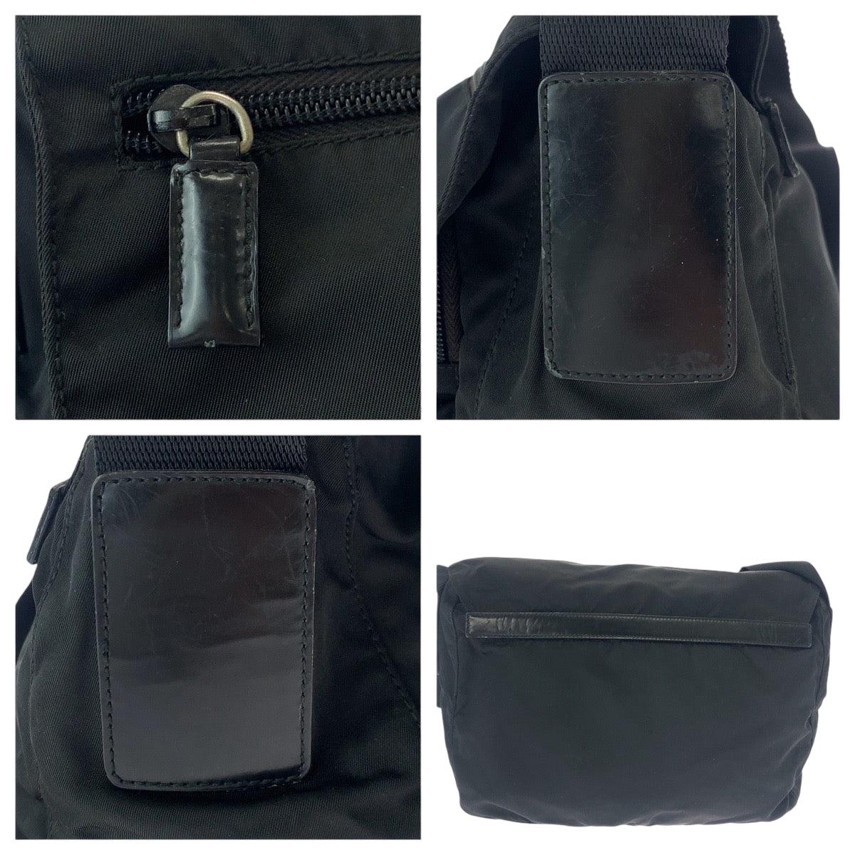 PRADA Shoulder Bag 1BD671 Nylon Black SilverMetal Shoulder Bag Messenger bag Test Triangle With logo mens Used Authentic