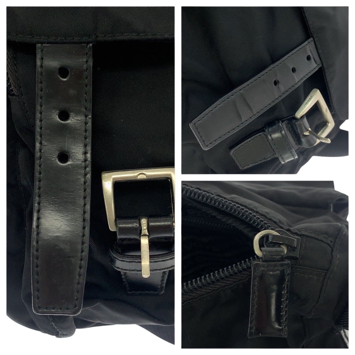PRADA Shoulder Bag 1BD671 Nylon Black SilverMetal Shoulder Bag Messenger bag Test Triangle With logo mens Used Authentic