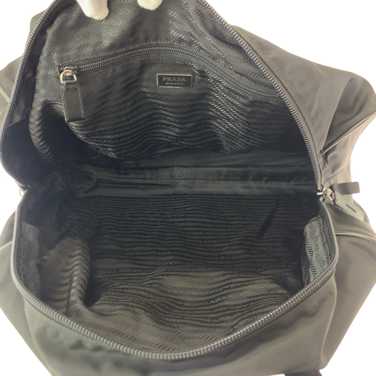PRADA Boston Duffel bag Nylon Black SilverMetal Boston Duffel bag Handbag Test Triangle With logo Women Used Authentic