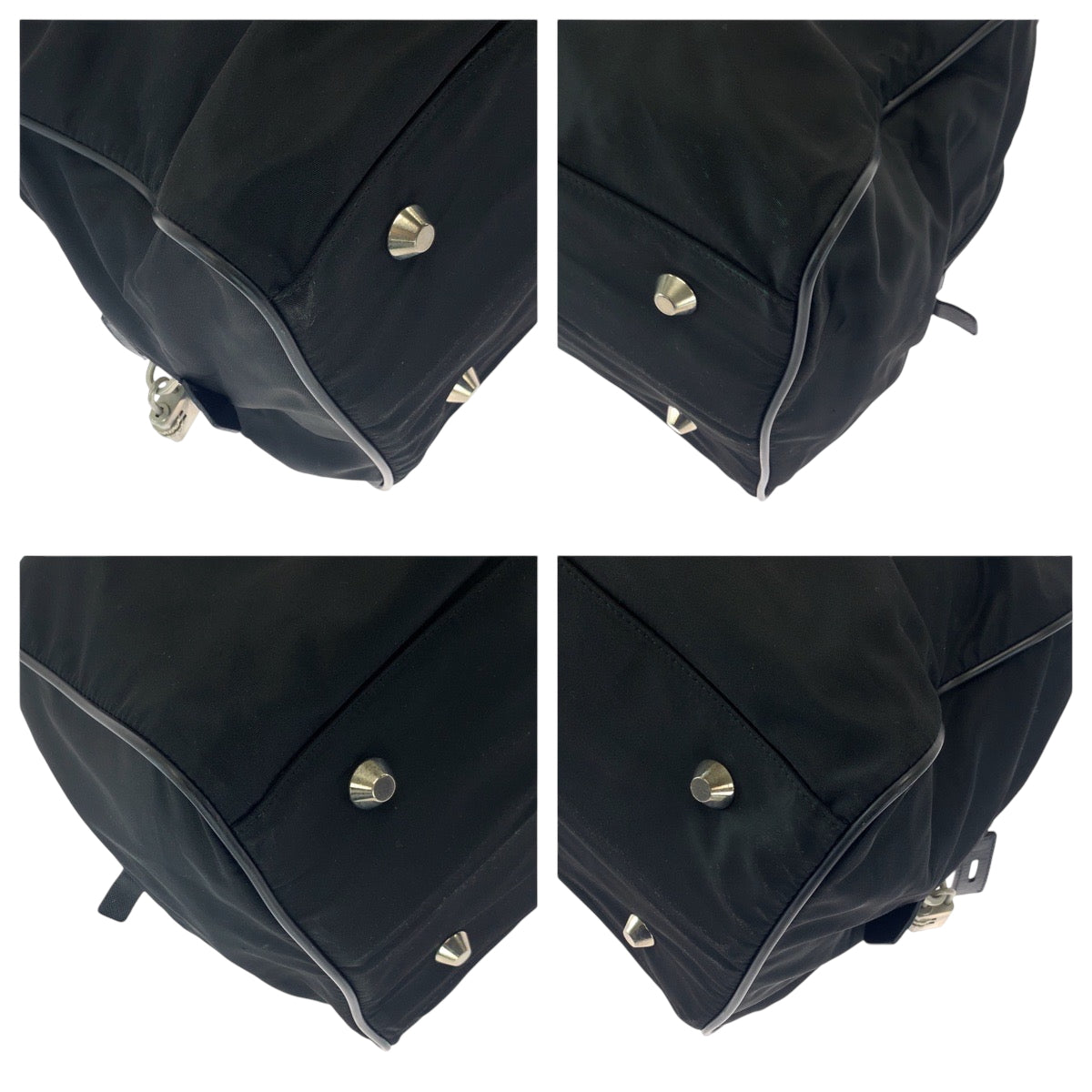 PRADA Boston Duffel bag Nylon Black SilverMetal Boston Duffel bag Handbag Test Triangle With logo Women Used Authentic