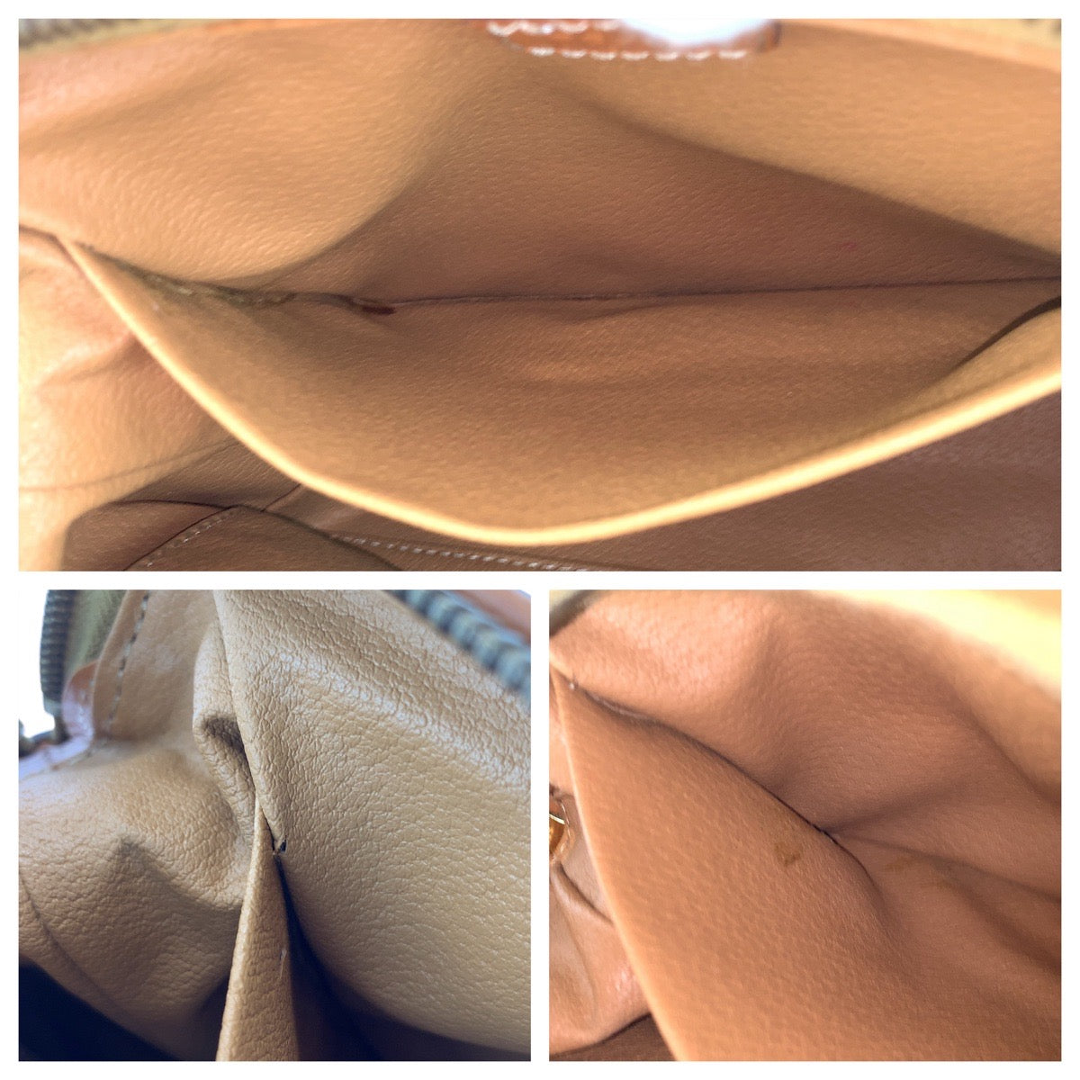 CELINE Pouch PVC, Leather Brown Gold Metal Pouch Macadam Women Used Authentic