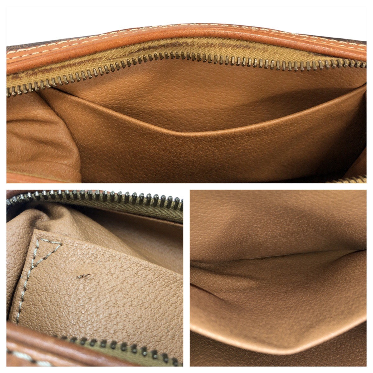CELINE Pouch PVC, Leather Brown Gold Metal Pouch Macadam Women Used Authentic