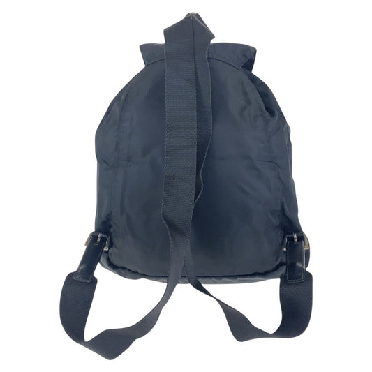 PRADA Backpack Nylon Black SilverMetal Backpack Test Triangle With logo Women Used Authentic