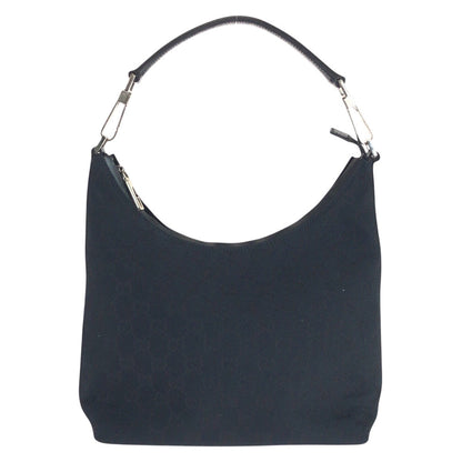 GUCCI Shoulder Bag 000 0602 GG canvas, leather Black black Hobo Shoulder Bag Women Used Authentic